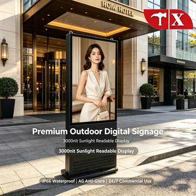 Premium Outdoor Digital Signage Display 3000 Nits IP66 Waterproof LCD Advertising Kiosk